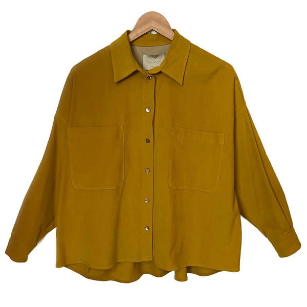 Momonì - Camicia velluto millerighe giallo