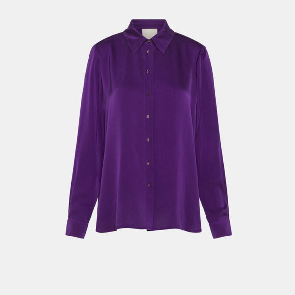 Momonì – Camicia in seta colore viola